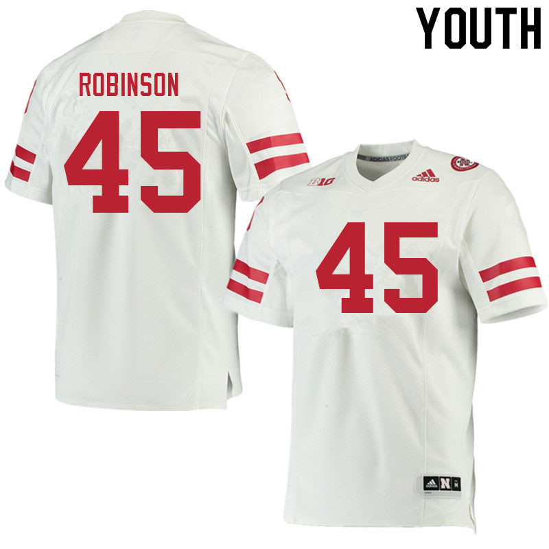 Youth #45 Truitt Robinson Nebraska Cornhuskers College Football Jerseys Sale-White - Click Image to Close